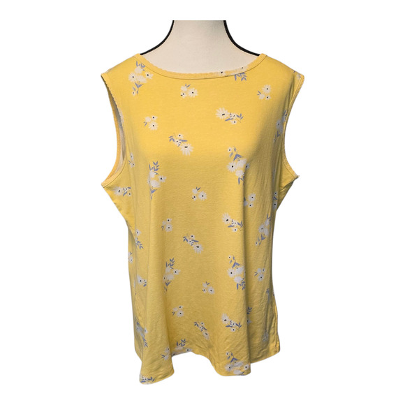 Croft & Barrow Tank Top Womens Size XXL Yellow Floral Colorful Spring Bright - Picture 1 of 9